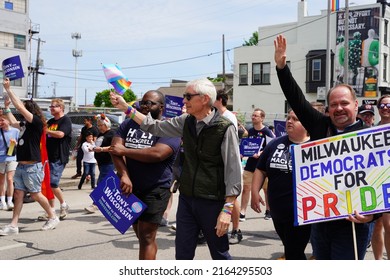 Milwaukee, Wisconsin USA - June 5th, 2022: Governor Tony Evers Of Wisconsin Participated In LGBTQ Gay Pride Parade. 