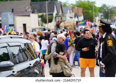 Milwaukee, Wisconsin USA - June 5th, 2022: Governor Tony Evers Of Wisconsin Participated In LGBTQ Gay Pride Parade. 