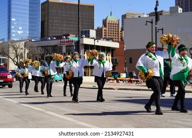 Milwaukee, Wisconsin USA - March 12th, 2022: Dancing Grannies Danced Around During St. Patrick's Day Irish Parade Celebration. 