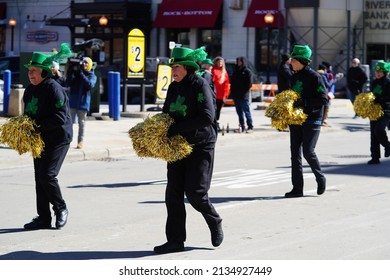 Milwaukee, Wisconsin USA - March 12th, 2022: Dancing Grannies Danced Around During St. Patrick's Day Irish Parade Celebration. 