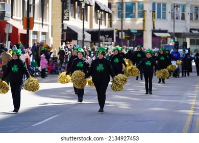 Milwaukee, Wisconsin USA - March 12th, 2022: Dancing Grannies Danced Around During St. Patrick's Day Irish Parade Celebration. 