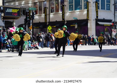 Milwaukee, Wisconsin USA - March 12th, 2022: Dancing Grannies Danced Around During St. Patrick's Day Irish Parade Celebration. 