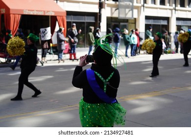 Milwaukee, Wisconsin USA - March 12th, 2022: Dancing Grannies Danced Around During St. Patrick's Day Irish Parade Celebration. 