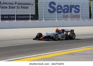 Milwaukee, Wisconsin USA - May 30, 2008 - IndyCar Racing League. Milwaukee Mile 2008. Friday practice session on track. Oriol Servia (R), Spain - KV Racing
