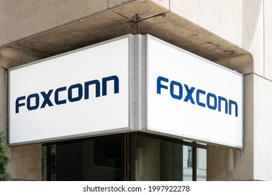 MILWAUKEE, WI,USA - JUNE 19, 2021 - Foxconn Regional Headquarters Facility Exterior And Trademark Logo.