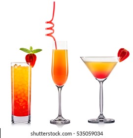 Mimosa Cocktail Isolated On A White Background.