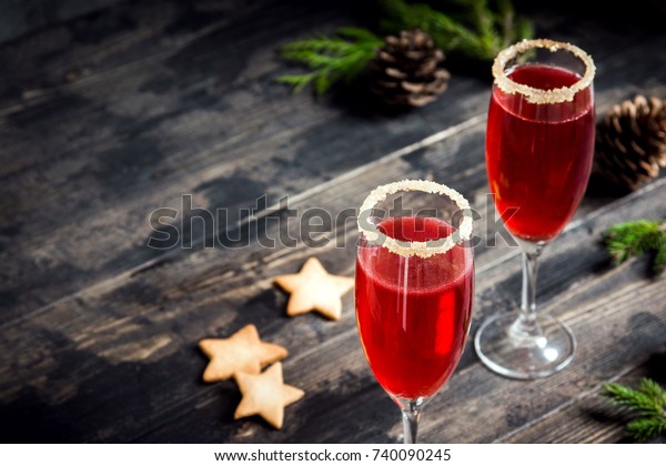 Mimosa Festive Drink Christmas Champagne Red Stock Photo Edit Now 740090245