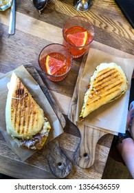 Panini’s And Mimosas In Montreal Cafe.