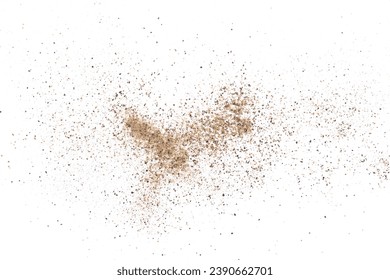 Minced black pepper, ground peppercorn pile isolated on white, top view - Powered by Shutterstock