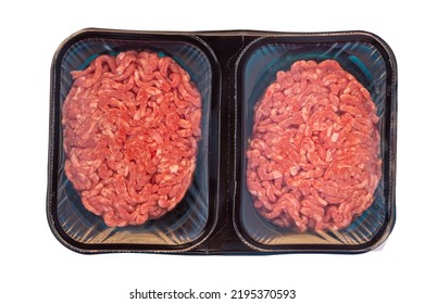 Minced Meat Butcher Style In Plastic Tray Covered With Cellophane Wrapper Packaging Template Mockup