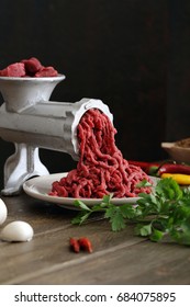 Minced meat with metal machine