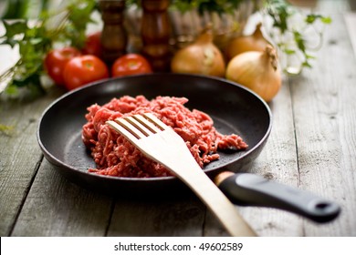 Minced Meat On Fring Pan