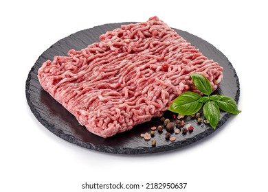 Minced meat, pork, beef, forcemeat, clipping path, isolated on white background