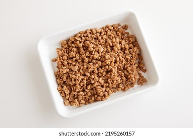 Minced Soy Meat On The White Background