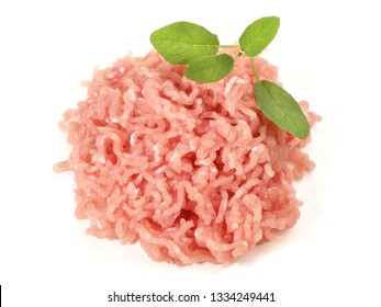 Minced Turkey Meat On White Background