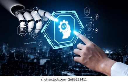 The mind of an AI machine learning and software developer. A concept of advanced AI coding, data science, and algorithm engineering. Motif
