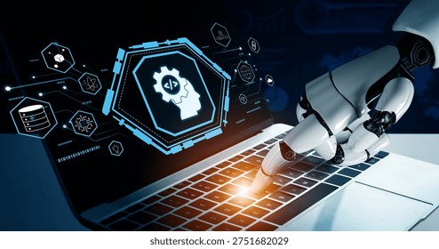 The mind of an AI machine learning and software developer. A concept of advanced AI coding, data science, and algorithm engineering. Motif