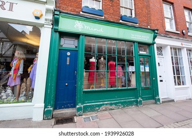 Mind Charity Shop Front On Rochester High Street, Medway, Kent, UK. March 2021.