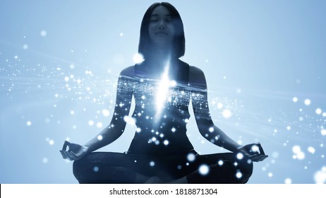 Mindfulness meditation concept. Meditating young woman. Yoga. Concentration. - Powered by Shutterstock