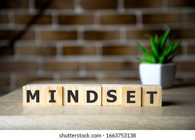 Mindset Word Written In Wooden Cube, Business Concept.