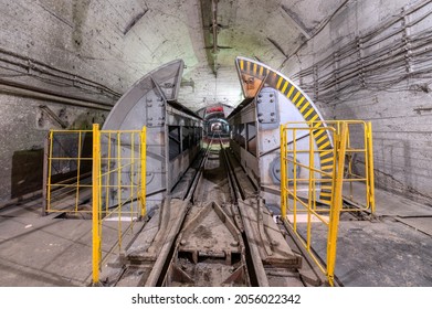 Mine Car Unloader. Device For Unloading Ore From Cargo Mine Train