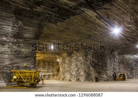 Mine cart in a salt mine in Romania, Europe