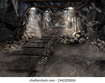 mine the dark cave without miners for underground roller coaster with danger of landfall