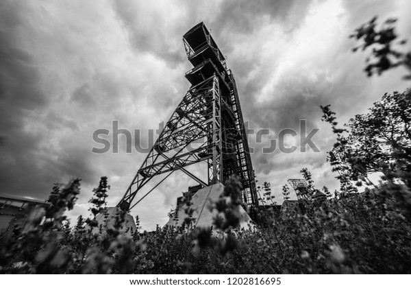 A mine shaft\
tower