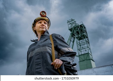 Miner In A Hard Hat, Woman, Coal Mining, Mine