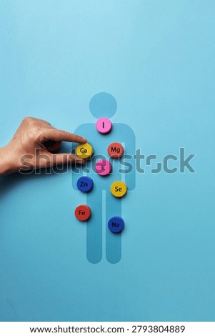 Mineral elements inside human body silhouette concept