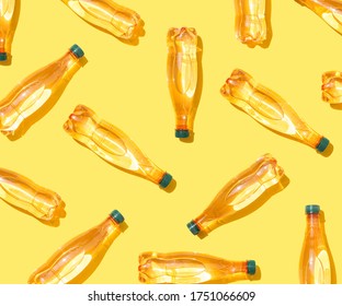 Mineral water bottle pattern on yellow background - Shutterstock ID 1751066609