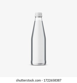 Mineral Water Glass Bottle On White Background. Unlabeled Mockup