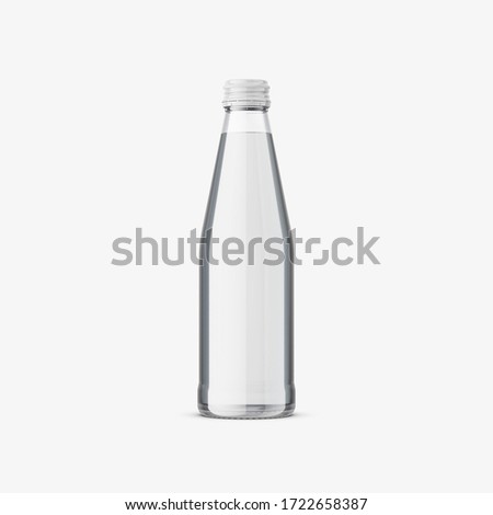 Mineral water glass bottle on white background. unlabeled mockup
