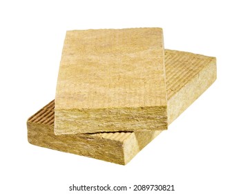Mineral wool (or mineral fiber, mineral cotton, mineral fiber, glass wool, MMMF, MMVF) isolated on white background with clipping path. Thermal insulation material, rock wool.