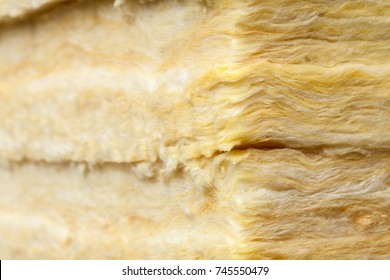 Mineral wool (or mineral fiber, mineral cotton, mineral fibre, glass wool, MMMF, MMVF) fiber thermal insulation close-up