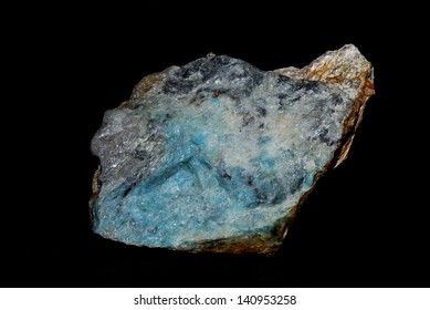 minerals with blue lazulite on black background - Shutterstock ID 140953258