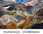 The minerals turn the mountains of Landmannalaugar in Iceland