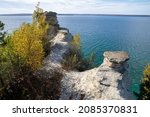 Miners Castle rock formation along Lake Superior in the fall, at Pictured Rocks National Lakeshore Michigan