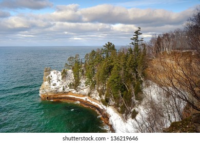 Miners Castle Winter At Lake Superior Pictured Rocks National Lakeshore, Michigan USA