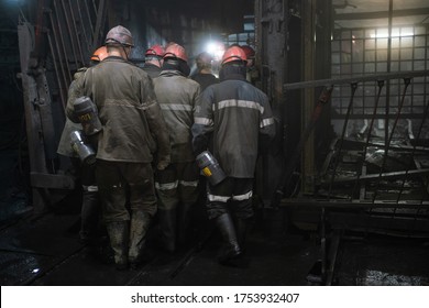 Miners in an underground mine. Coal industry