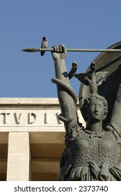 The Minerva Statue With Raven, Rome, Italy