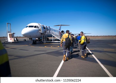 Mines Are Departure Newman Airport After Completed Two Weeks Shut Down Work At Mine Site 21-6-18 Pilbara Region, Perth, Australia  
