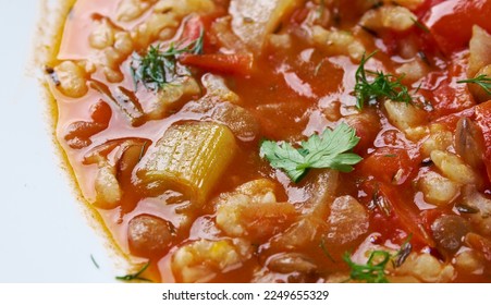 Minestrone alla milanese - Vegetable soup, Milanese style - Shutterstock ID 2249655329