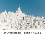 Mingun Mandalay Hsinbyume Pagoda Mandalay Myanmar, young woman on vacation in Myanmar walking above an temple Pagoda,white temple. Travelling in Myanmar