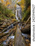 Mingus Falls Waterfall - Great Smoky Mountains National Park - Fall Colors