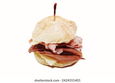 Mini Appetizer Sandwich of Ham, Beef and Cheese