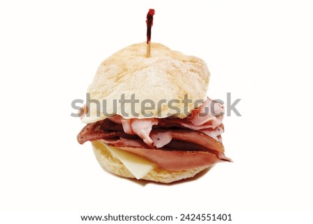 Mini Appetizer Sandwich of Ham, Beef and Cheese