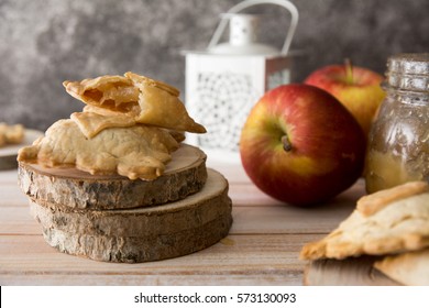 Mini Apple Pie On Wooden Background