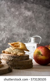 Mini Apple Pie On Wooden Background