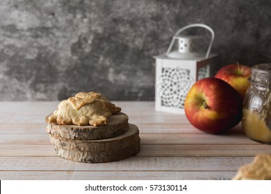 Mini Apple Pie On Wooden Background